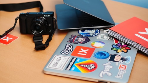 Holo stickers on laptop and notebook