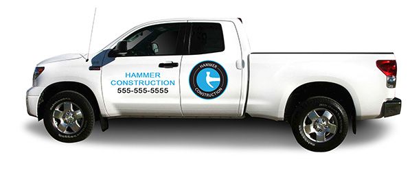 Hammer Construction custom truck decal